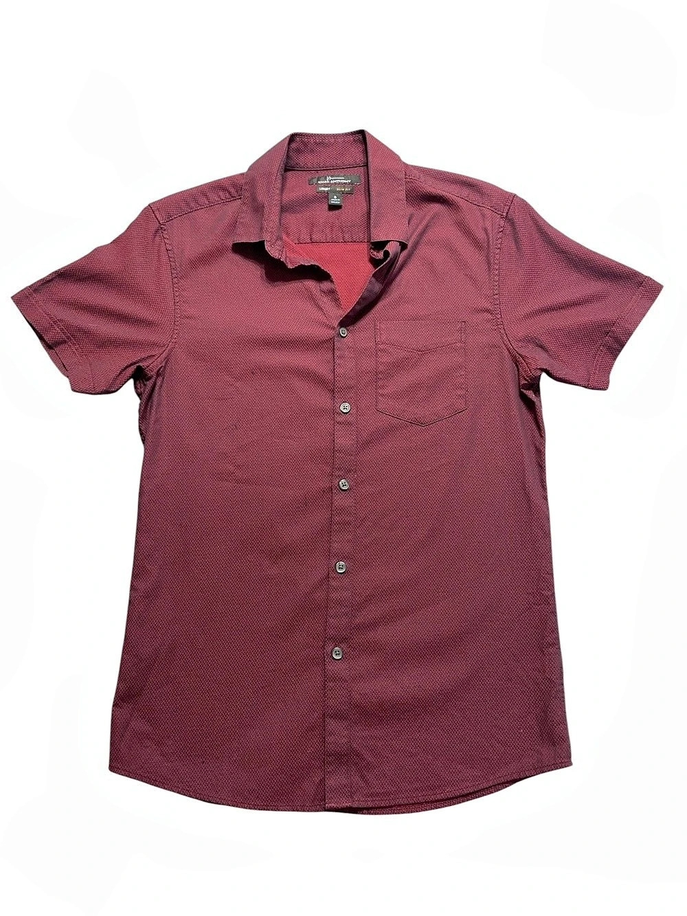 Marc Anthony Luxury Slim Fit Burgundy Geometric Diamond Button Down Shirt Small